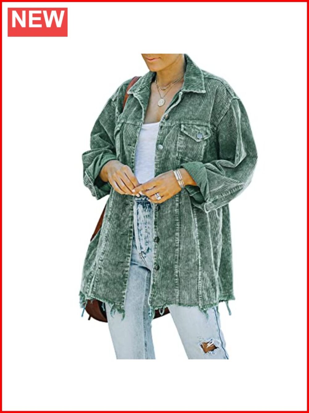 Women's Corduroy Oversized Casual Jacket Button Lapel Collar Retro Coat